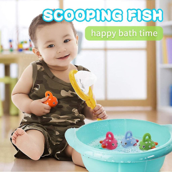 Baby , set med fiskespö och fiskenät, simbadkar poolleksak urverk simbassängleksaker för baby och småbarn