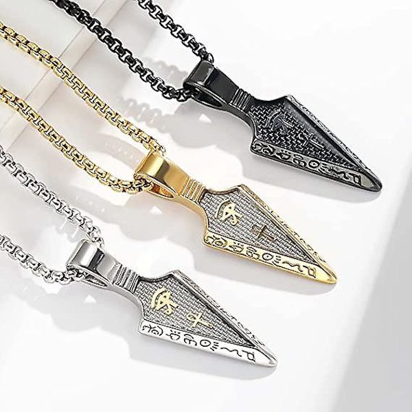 Ghyt Öga av Horus Halsband Pilspets Halsband för Män Titan Rostfritt Stål Ankh Kors Halsband Guld Spjut Hänge Halsband Skydd Gamla Egypten