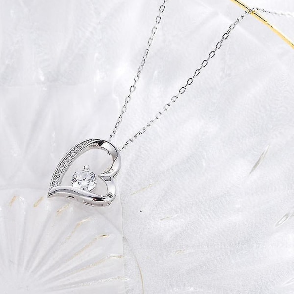 Hjertekjede til kvinnen i mitt liv sjarm rhinestone halskjede Elegant smykkegave（Hvit）