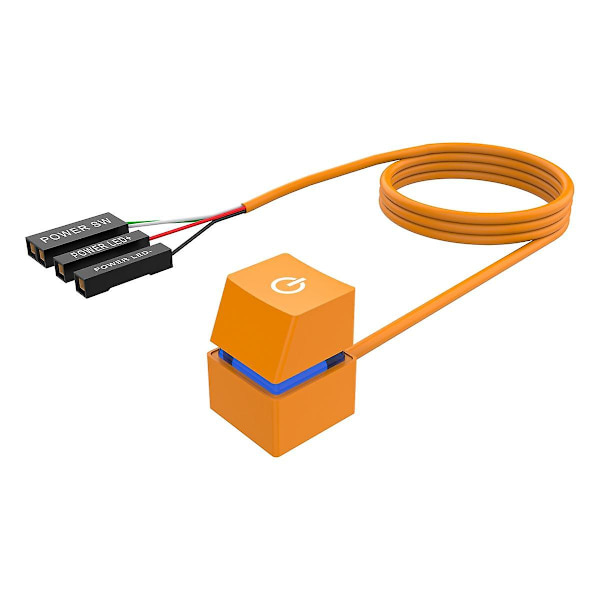 2M Computer Desktop Switch med farverige LED-lys PC Motherboard Ekstern Start Tænd/Sluk-knap til hjemmekontor（gul）