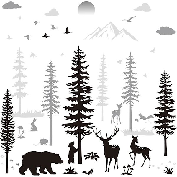 Lastenhuoneen seinätarrat Metsänpeurat Seinätarrat Karhut Mäntyseinätarrat Seinämaalaus Taidetapetti DIY Lastenhuoneen Taimitarha Irrotettavat vinyylitarrat