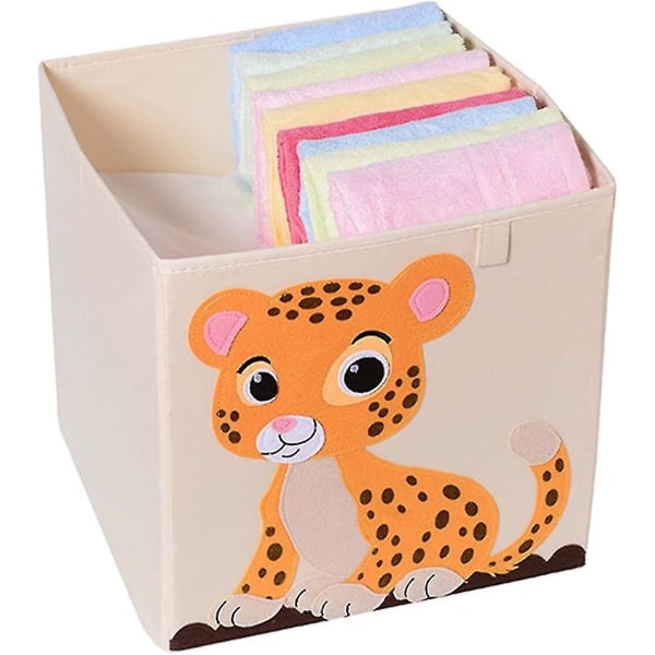 Børneopbevaringsboks, legetøjskasse (33 X 33 X 33 cm) med dyremotiver