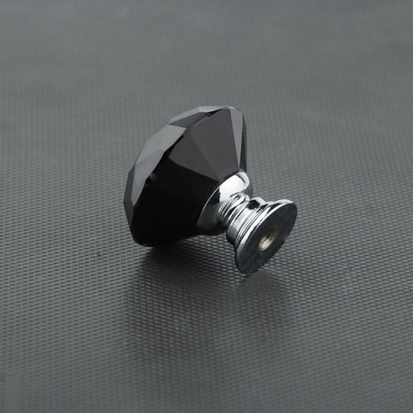 Dörrknoppar Set med 15 30 mm kristallglas skåpdörrknoppar för skåp, skåp, lådor, heminredning, (svart)