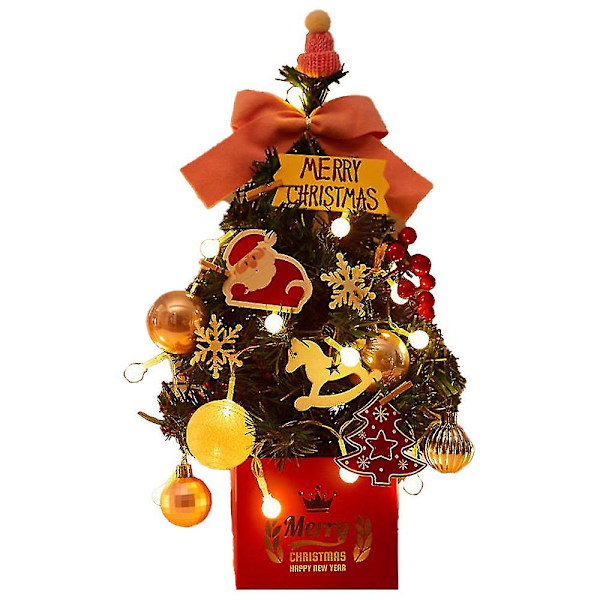 Smyckningsgran för skrivbord, Mini julgran, Juldekoration för bord, skrivbord och bänkar, Present (E)