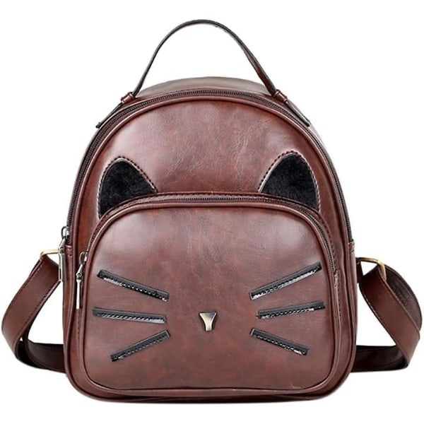 Cat Whisker-ryggsäck, liten ryggsäck för damer, resväska eller plånbok Retro Pu-läder