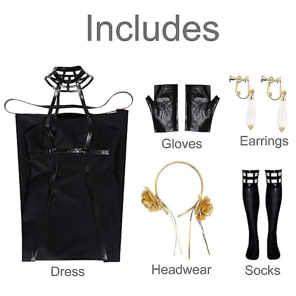 Spy X Family Yor Forger Cosplay Kostym Klänningar Handskar Strumpor Huvudbonad Örhängen Set Halloween Fest Fancy Dress Outfits（XL）