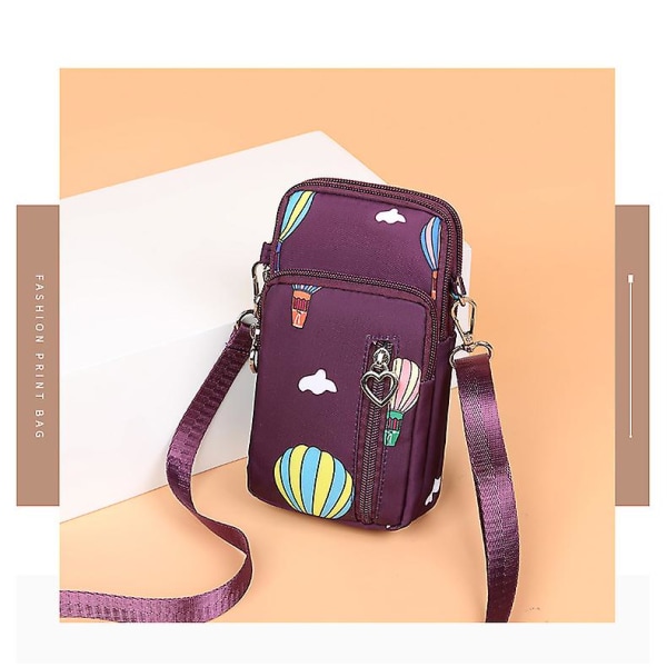 Universal Crossbody Wallet Phone Bag til kvinder Mini skuldertaske til mobiltelefon Kompatibel med iPhone/Samsung Galaxy, 1 stk. - lilla