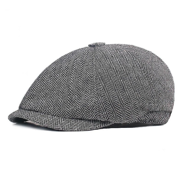 1 stk Gutter Barn Vintage Newsboy Cap Hat Beret Flat Hat（lys grå）