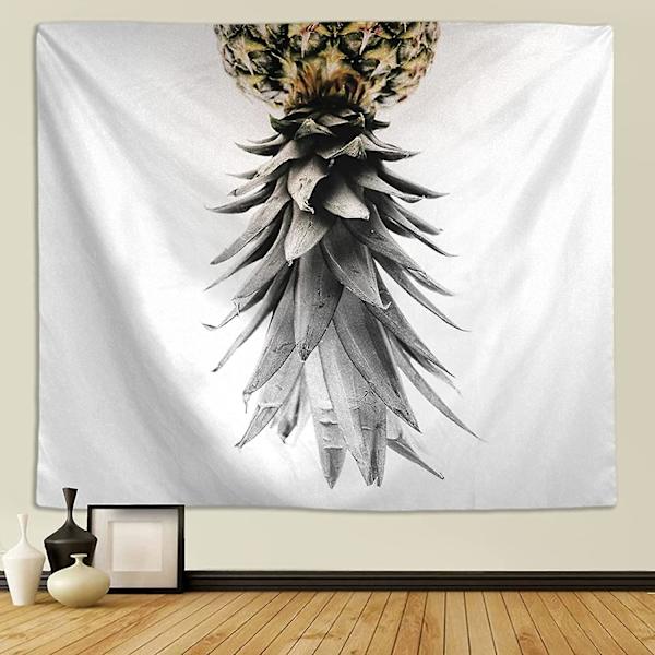 Väggdekor 150x130cm Grå Ananas Väggbonad, Psykedelisk Tropisk Väggbonad Sovrum Heminredning