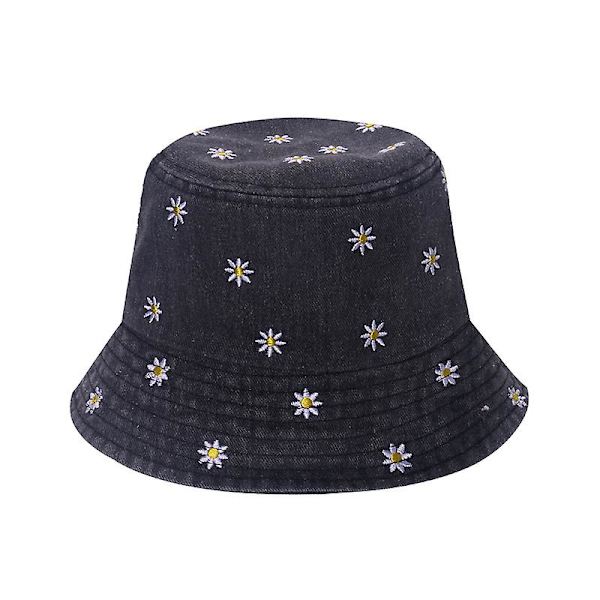 Populär liten prästkrage broderad bomull sommar jeans hink hatt keps för herr vår fiskare hatt utomhus resor solskydd gåva（medium bule）