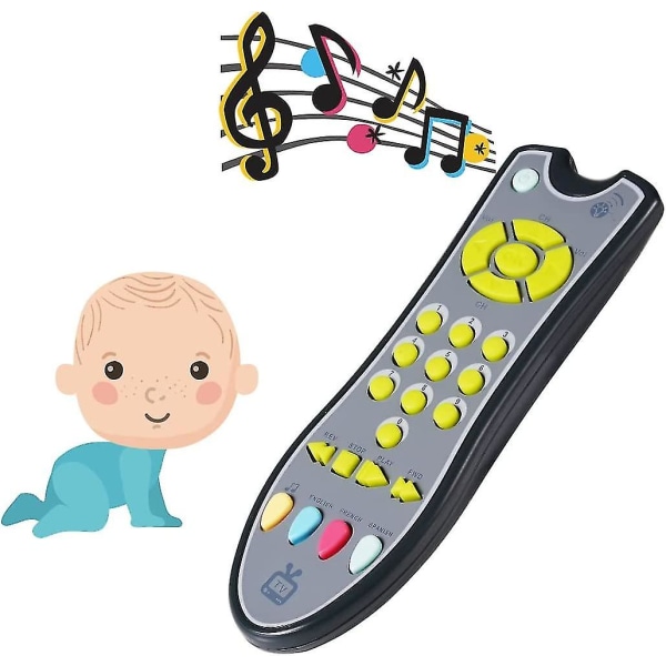 Dummy TV-fjernkontroll for barn og småbarn - Realistisk leke med ekte knapper som lager lyder - Lærerikt og morsomt sensorisk interaktiv læring Ac