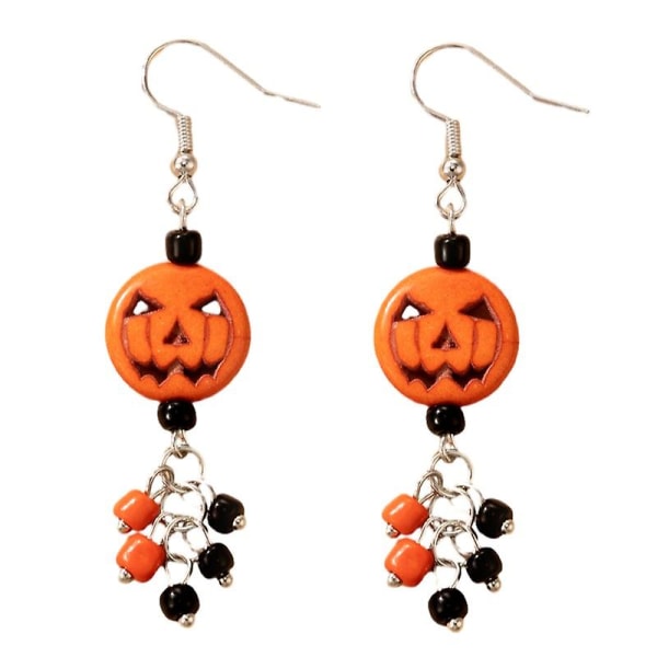 Halloween øreringe Halloween græskar med farverige perler dekoration Dingle øreringe Hip Hop stil Legering smykker Ghost Festival Ornamenter（Style1）