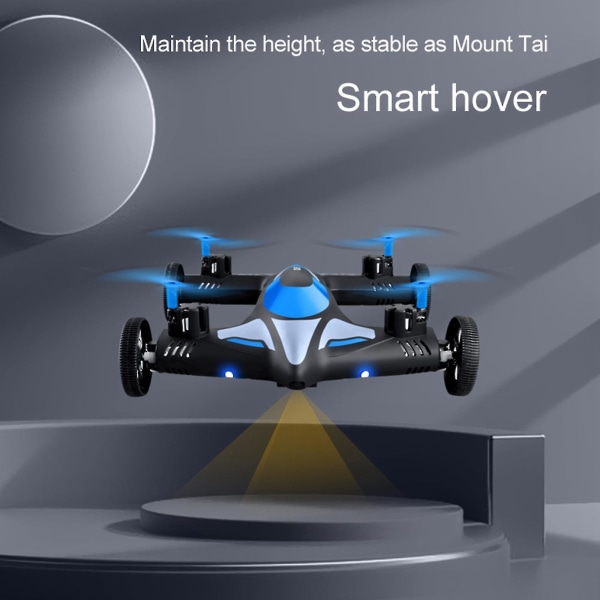 Dronerydning Droneflyvende biler Quadcopter luftjord med fjernbetjening Bil med 360 rullende, Speed ​​Led-lys (blå)
