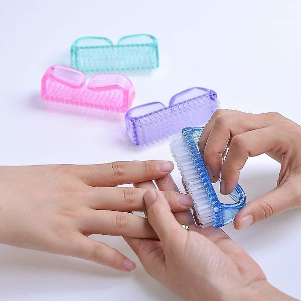 4-pakningshåndtak neglebørste, fingernegleskrubb-rengjøringsbørster for tær og neglerens, pedikyrbørster for menn og kvinner
