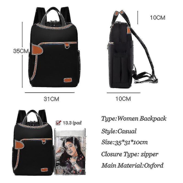 Vandtæt bærbar rygsæk til kvinder skolerygsæk dame skoletaske multifunktion kvindelig business rygsæk teenage studerende taske（RD-74）