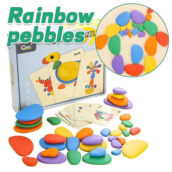 Rainbow Pebbles Stones Formade pusselleksaker för barn Tidiga pedagogiska leksaker presenter