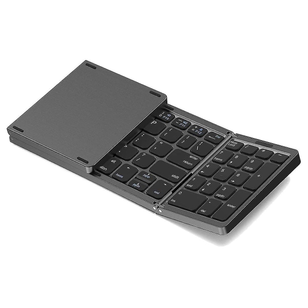 Vikbart, USB uppladdningsbart trådlöst tangentbord för Ios, Android, Windows Pc Laptop Smartphone-svart（Svart）