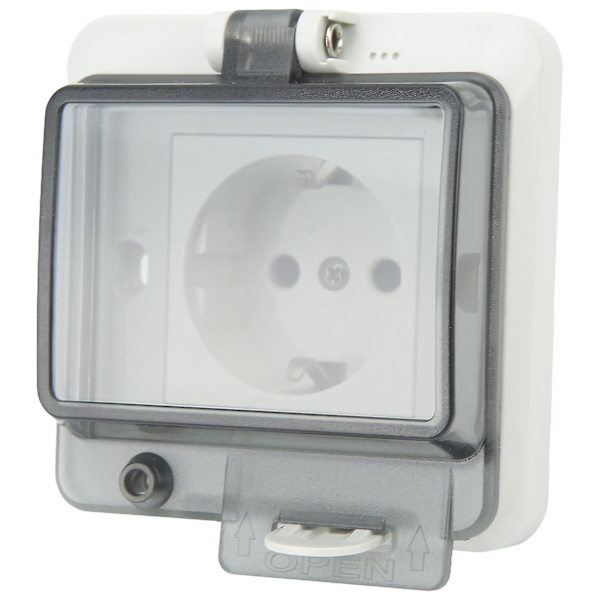 Väggmonterad IP66 Vattentät EU Standard Plug Adapter Uttag 250V 16A med PC Skal