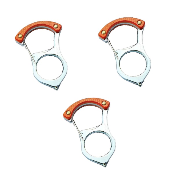 Multifunktionel nøglering Nøgleværktøj i rustfrit stål Selvforsvar til mænd, kvinder (3 stk, orange)