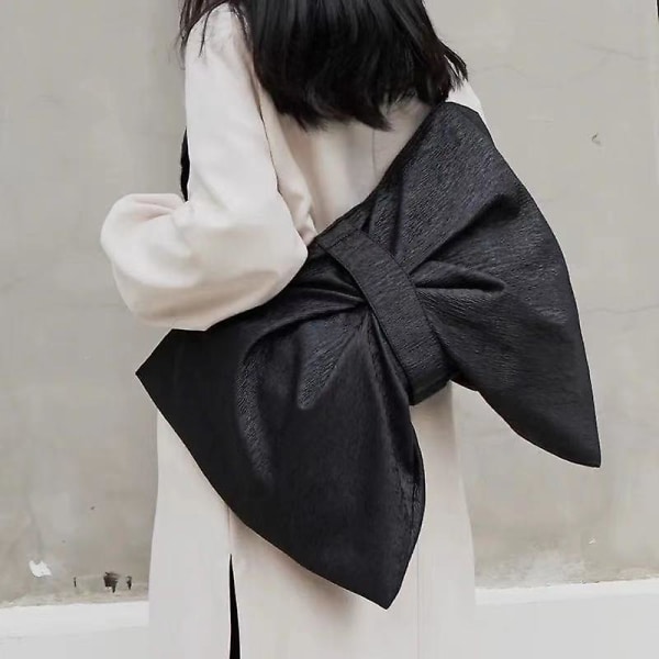 Oversized tøyveske Bow Design Novelty Bag（Stor størrelse，svart）