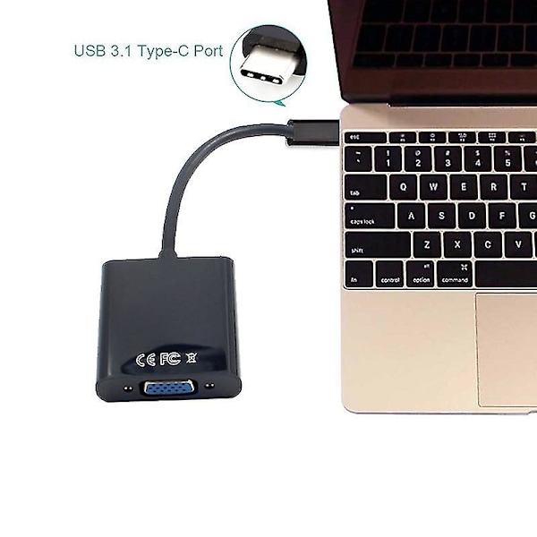 Usb-c Usb3.1 Typ C Till Adapterkabel Vga Hane Till Vga Hona Videoöverföringskonverter 1080p För Mac