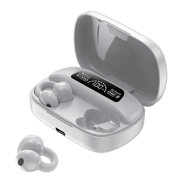 Öppna öronhörlurar Bluetooth 5.3, trådlösa hörlurar, sportörlurar för 40 timmar, trådlösa öronsnäckor, (vit)