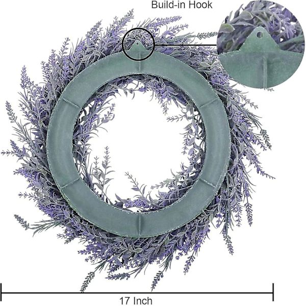 Konstgjord blomkrans Lavendelkrans Entrédörrkrans Gröna konstgjorda vårhängande krans för fönster väggdekor 45cm