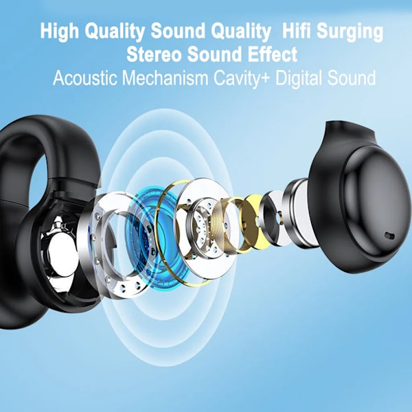 Benledningshörlurar Trådlösa hörlurar Sport EarClip hörlurar IPX5 Vattentäta öppna öronhörlurar bluetooth 5.3, (hudfärg)