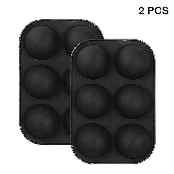 Svart 2 st 6 hål silikonformar bakning halv cirkel bakform diy hantverk tårta muffins Z24402