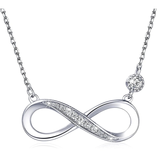 Infinity Halsband 925 Sterling Silver Halsband Kärlekshänge Vitguldpläterad Diamant Kvinnor Halsband Mors Dag Present För Kvinnor Flickor - -