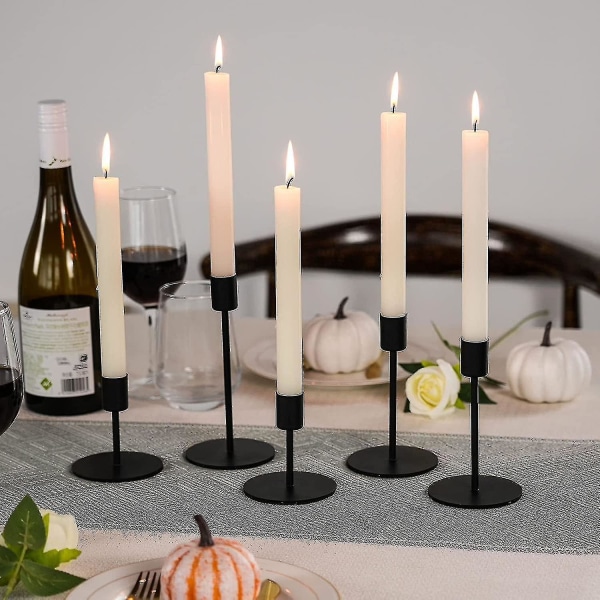 Mustat kynttilänjalat kartiomaisille kynttilöille. Set 5 kynttelikköä raudalla - 0,8" halkaisija, ihanteellinen pöydän keskikappaleeseen-sfygv
