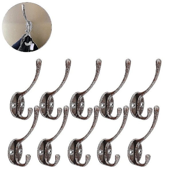 10-pack Rustika Väggmonterade Kraftiga Dubbla Krokar
