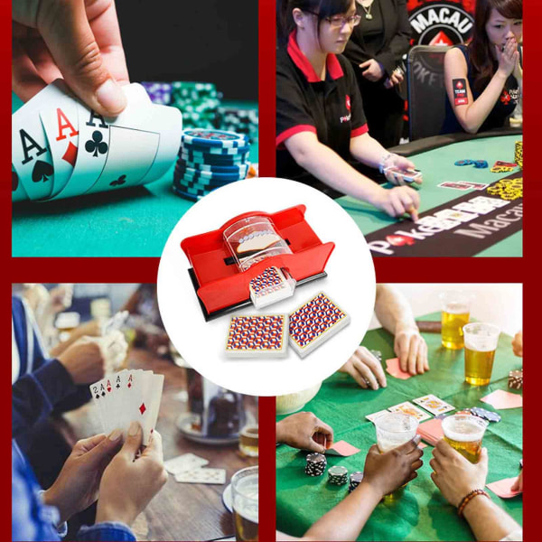 Manuaalinen käsin pyöritettävä korttisekoitin kotikorttipeleihin, matkapokeriin, blackjack rommiin (punainen)