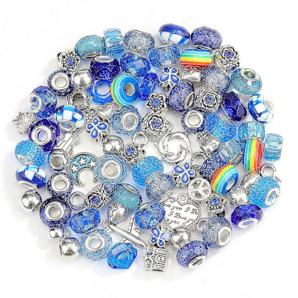 100 st DIY Smyckestillverkningssats Present till Vuxna och Barn, Europeiska Lampworkpärlor Metall Distanspärlor Strasstillbehör för Charm Armband Tillverkning