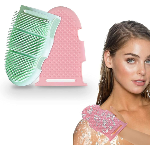 2st silikonbadborstar, kroppsskurborste, badexfolieringsborste i duschen för alla typer av hud