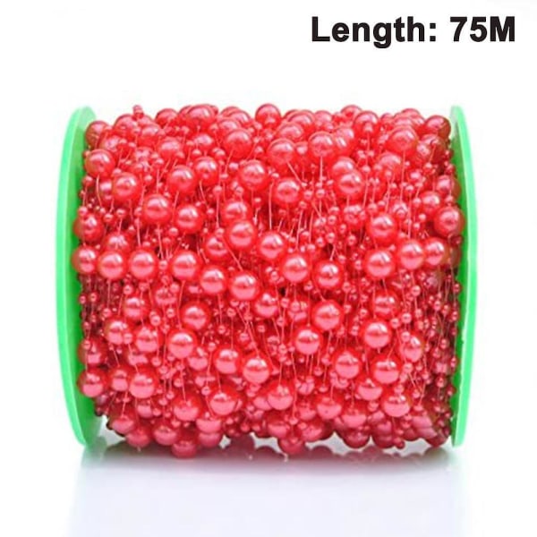 5 mm Faux Pearl Beads Garland Pearl Bead Roll Strand kompatibel med bryllupsfest (rød)