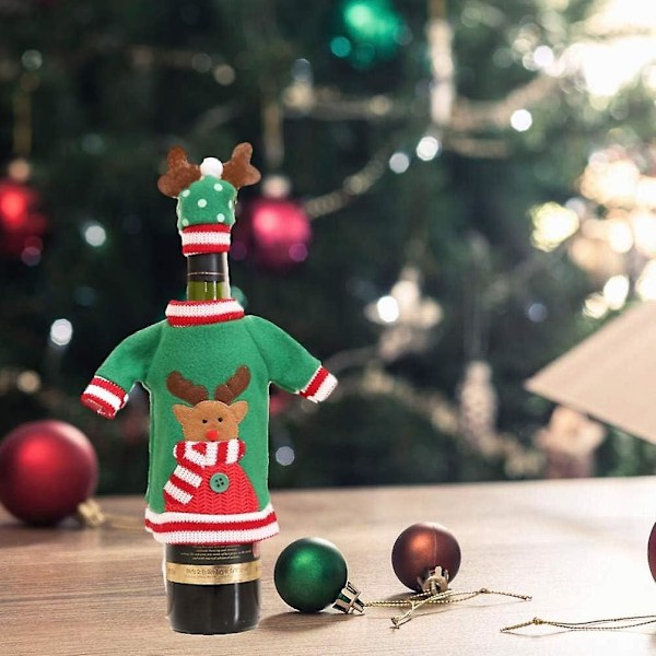 Julvinflaskeöverdrag, Presentpåsar för Julen, Vinflaska, Festkläder, Juldekoration, 3-pack