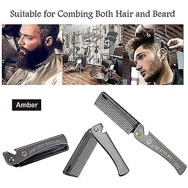 Fällbar Skäggkam, Rostfritt Stål Rund Kam Tänder Skäggkam Fick Moustache Formningskam För Barberare Salong