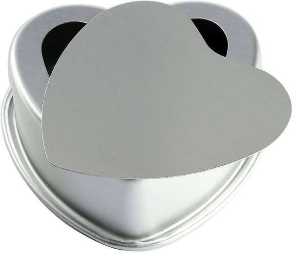 4 st Aluminium Hjärtformad Kakform Set- 5\" 6\" 8\" 10\" Silver