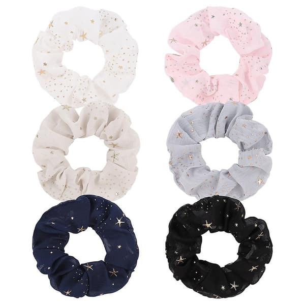 WABJTAM Stjerneprint Chiffon Stor Tarmring 6PCS