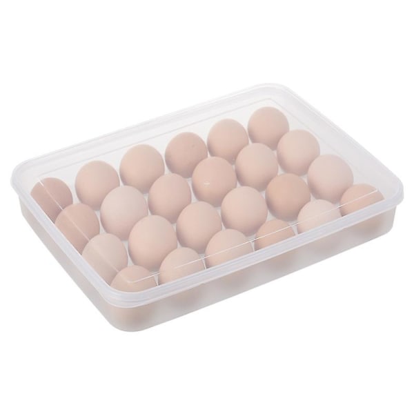 1-pakkaus jääkaapin munateline kannella, kirkas 24 paholaisen munatarjottimen laatikon organizer , pinottava muovinen munalaatikko, munateline työtaso (24 munaa)