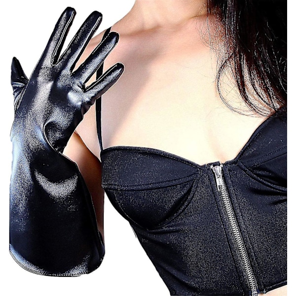 Mode Långa Handskar Unisex Stridshandske Konstläder 38cm 15-tums Stor Bred Manschett