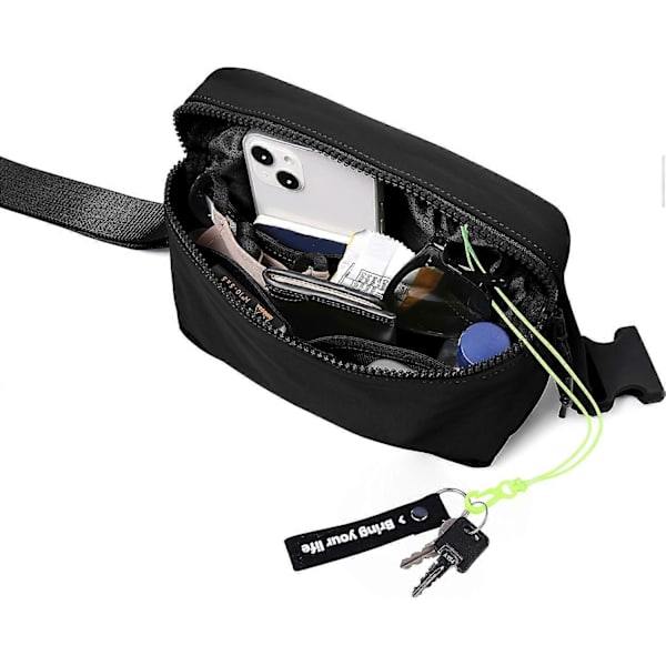 2L Bältesväska för Kvinnor Män, Crossbody Fanny Packs med Justerbar Rem Midjeväska för Träning Vandring Löpning Resa, Svart