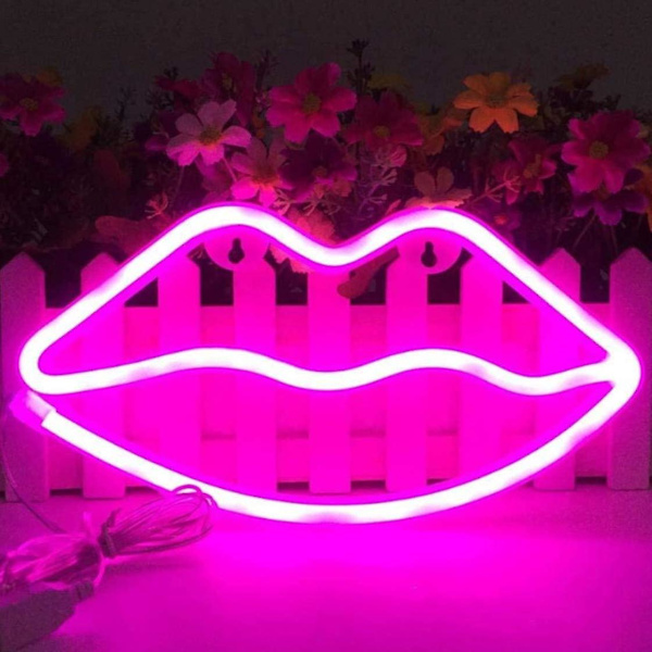 Läppformade neonljus LED romantisk konst dekorativ neonljus väggdekor studio fest barnrum vardagsrum bröllopsfest dekoration rosa