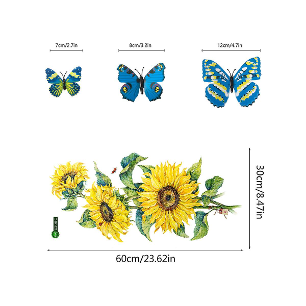 Sunflower and Butterly Print Wall Sticker Wall Decal Mural Art Wall Sticker,1set