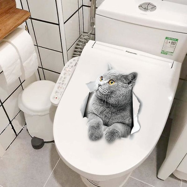 Britisk korthår katt veggdekor Britisk korthår katt toalett klistremerke 3d katt bil vindu og støtfanger klistremerke 2 stk