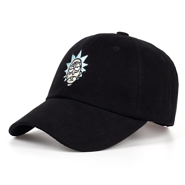 Cartoon rick and morty basebollkeps bomull broderi mjuk topp keps Rick afro hatt Svart napp