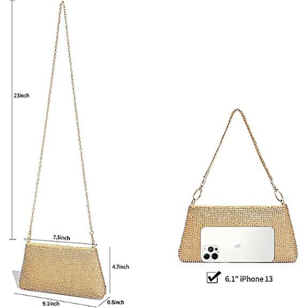 Strass-iltakäsilaukku Clutch Glitter Sparkly -laukku naisille