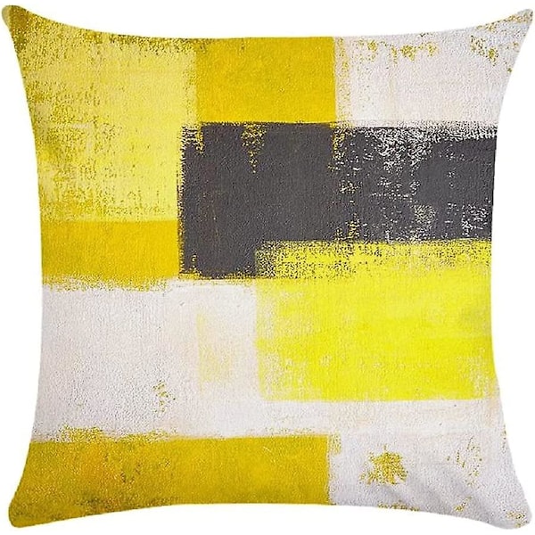 Kudde och Kuddfodral Set med 2 Kuddfodral Abstrakt Gul Grå Målning Modern Konst 45x45cm För Vardagsrum Mjuk Sammet Örngott Soffa Fyrkantig