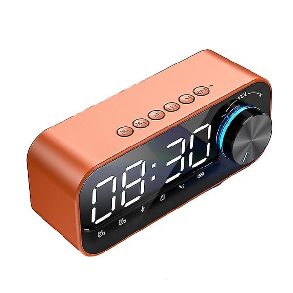 Subwoofer Mini Bluetooth högtalarkort Dubbel väckarklocka Applet trådlös present Bluetooth högtalare（orange färg）
